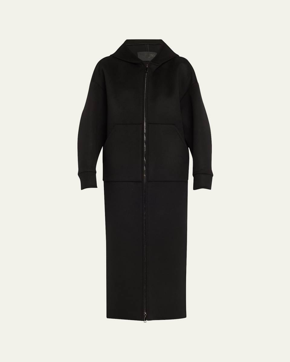 Compact Wool-Cashmere Zip Hooded Coat